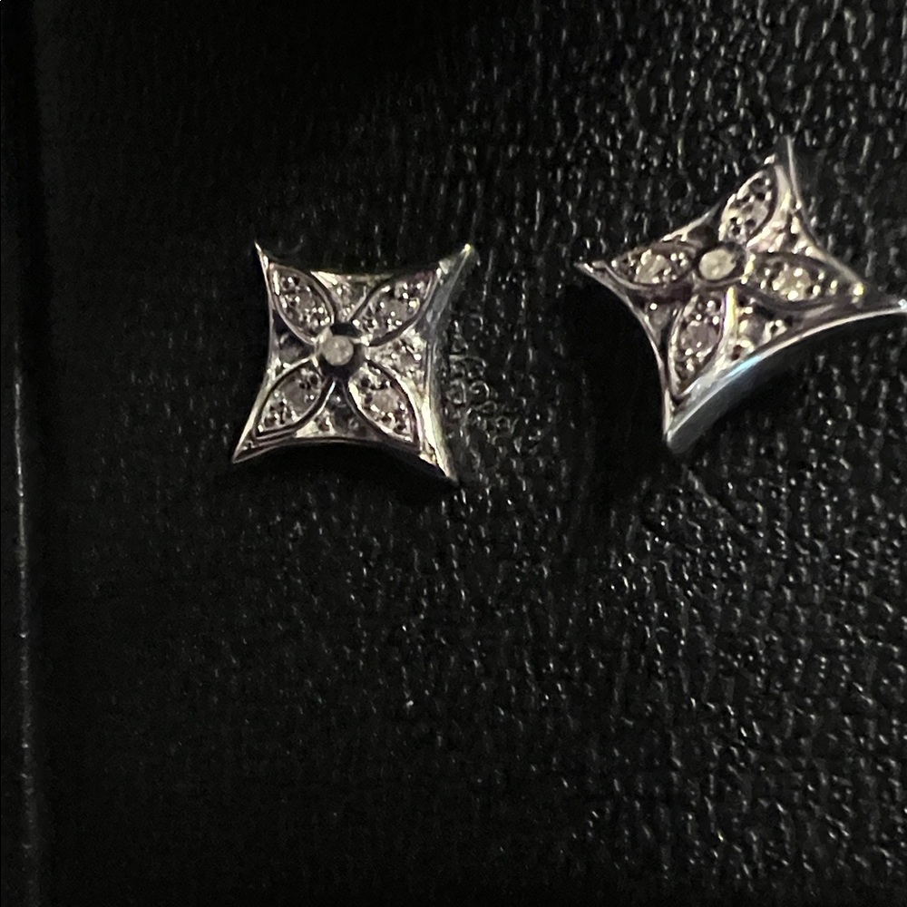 Silver Diamond Accent Star Stud Earrings
